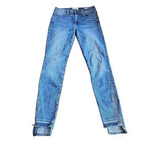 Frame womens Sz 27 blue le High skinny jeans zipper design on legs